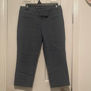 Navy  and White Patterned Pants